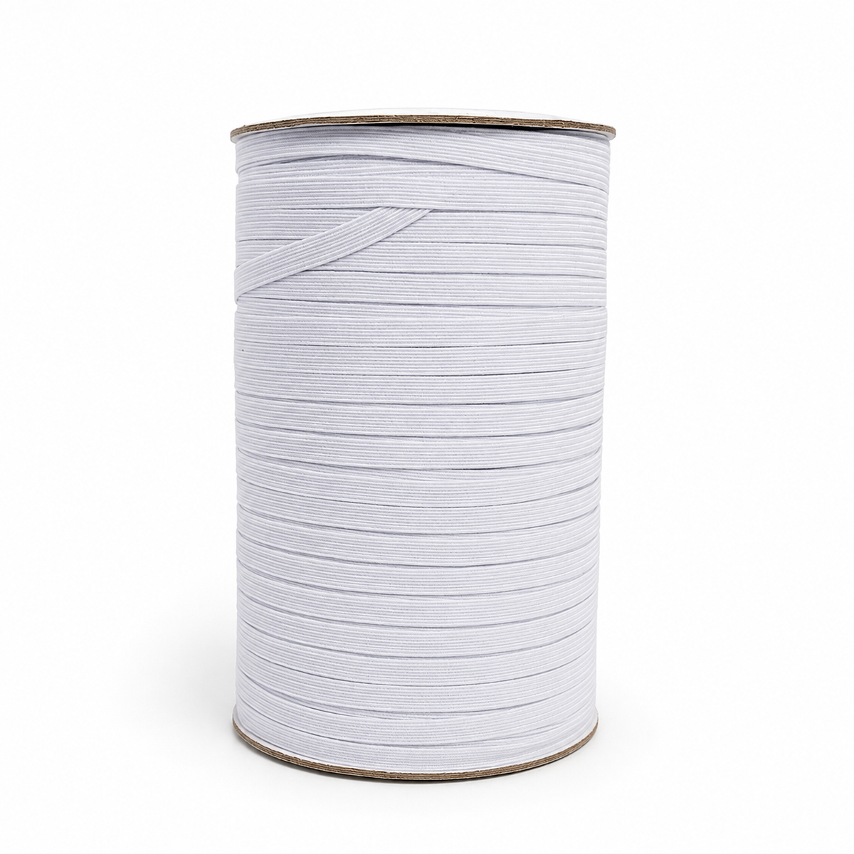 Close-up of 6mm white braided elastic construction