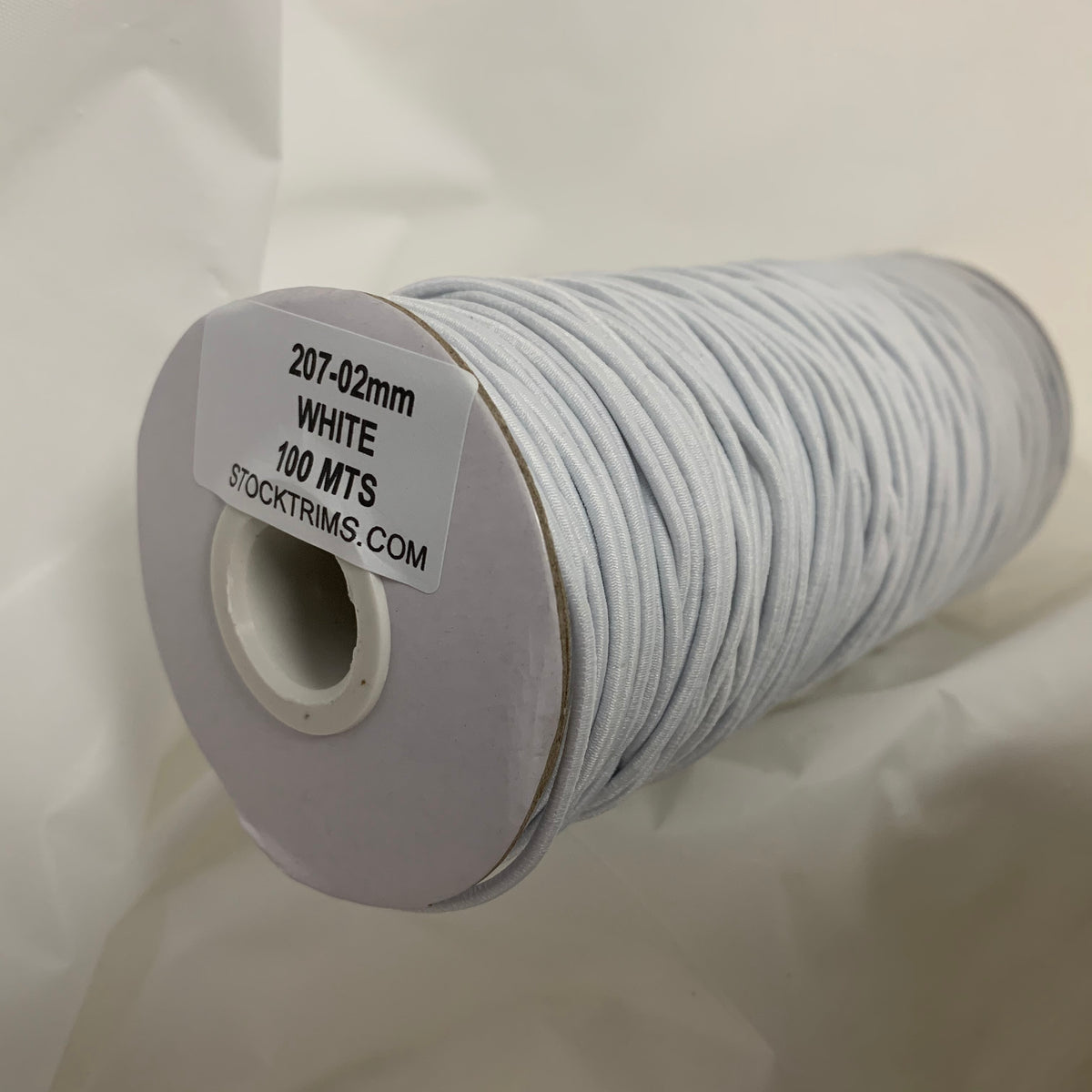 2mm White Round Braided Shock Cord – 100m reel | Detail view 1 | Elastix