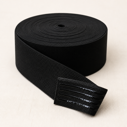 25 mm black silicone grip elastic for activewear and swimwear