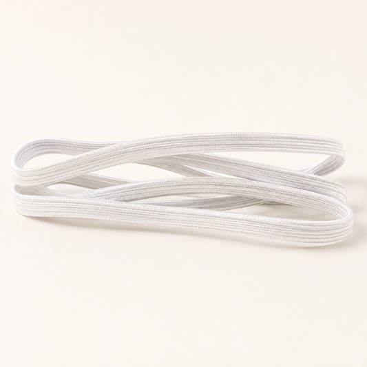 3mm white braided elastic on a 180 metre reel