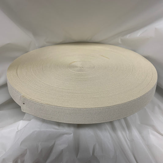 25mm Raw White Woven Elastic 902 – 50m roll | Product view | Elastix