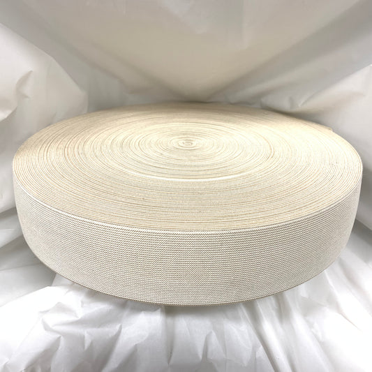 50mm Raw White Woven Elastic 902 – 50m roll | Product view | Elastix