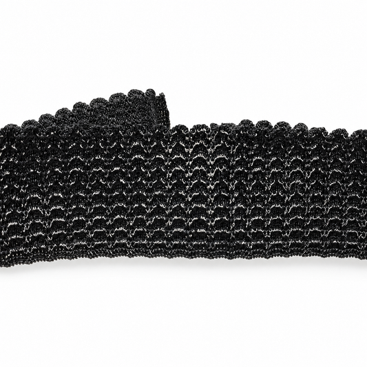 34mm Black Knitted Scallop Elastic – 1,000m carton | Product view | Elastix