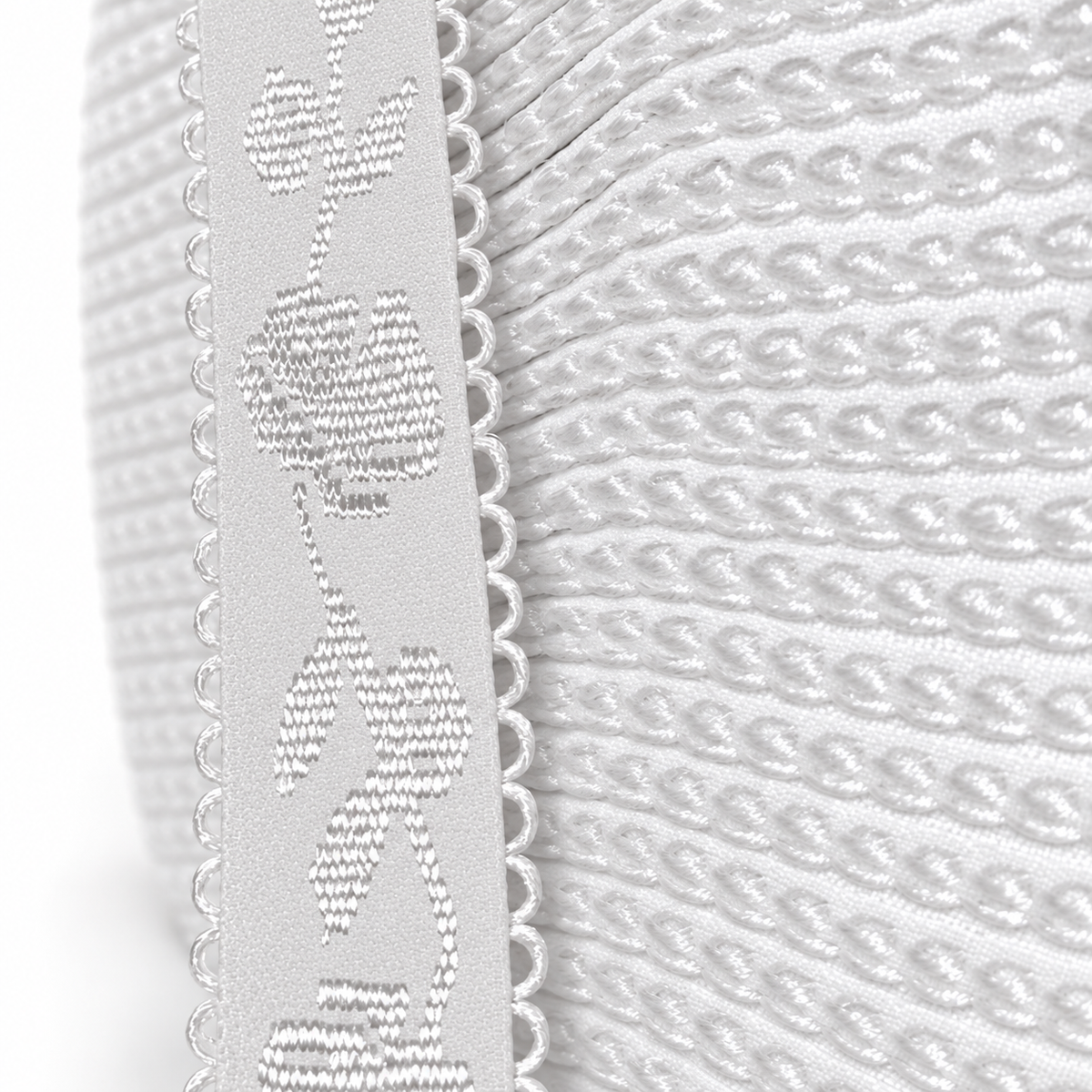 13mm White Rose Jacquard Bra-Strap Elastic – 25m pack | Product view | Elastix