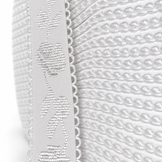 13mm White Rose Jacquard Bra-Strap Elastic – 25m pack | Product view | Elastix