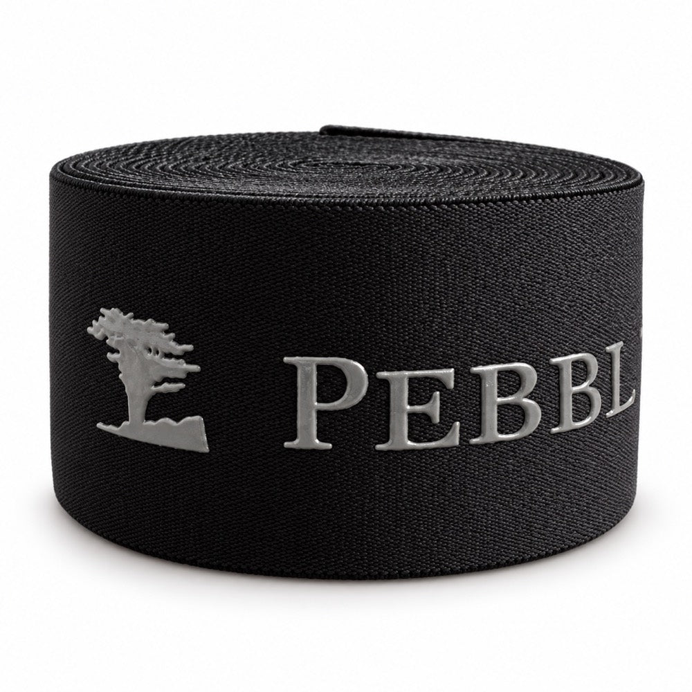 Black elastic with a white silicone Pebble Beach logo