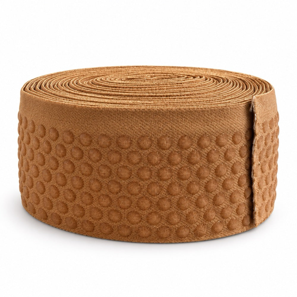 Caramel elastic with a raised silicone dot grip pattern